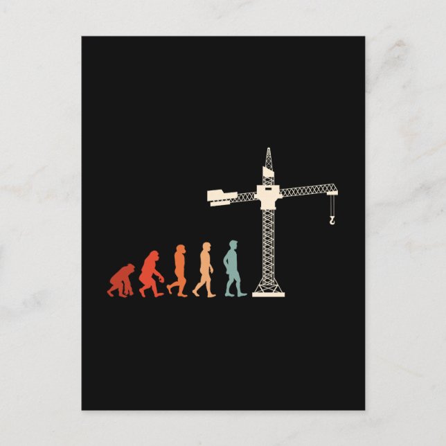 Kranführer Evolution Konstrukteur Feiertagspostkarte (Vorderseite)