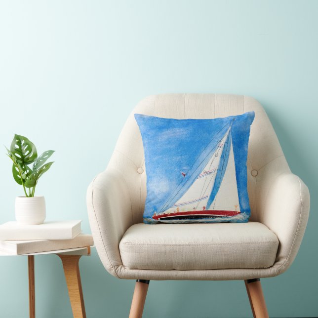 Krängung Sailboat Wasserfarben Malerei Kissen (Stuhl )