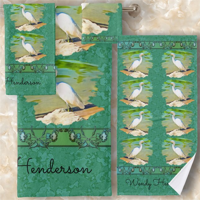 Kranich am Mismaloya-Fluss 0335 Badhandtuch Set (Von Creator hochgeladen)