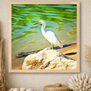 Kranich am Mismaloya-Fluss 0335 Kunstprint Poster