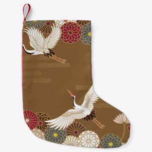 Kraniche und Chrysanthemen Japanisches traditionel Kleiner Weihnachtsstrumpf