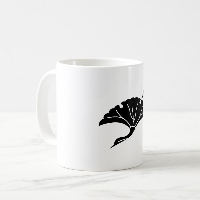 Kranichförmiges Ginkoblatt Kaffeetasse (Vorderseite Links)