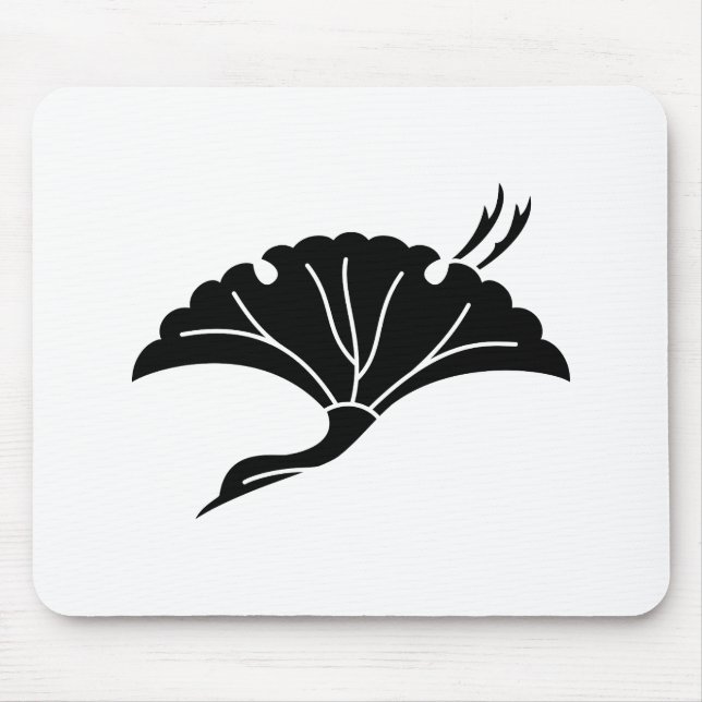 Kranichförmiges Ginkoblatt Mousepad (Vorne)