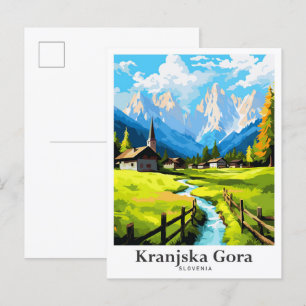 Kranjska Gora Slowenien Reiseportrait-Illustration Postkarte