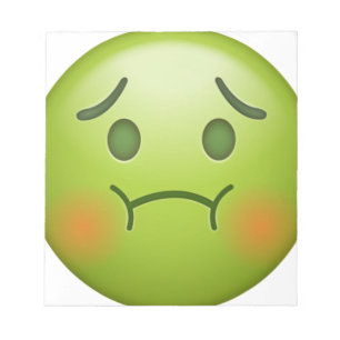 Kranke Anmerkung Emoji stellen gegenüber Notizblock