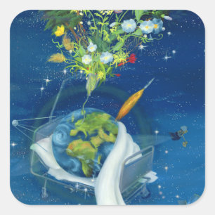 Kranke Erde 2008 Quadratischer Aufkleber