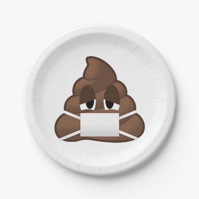 Kranke Maske kacken Emoji Pappteller (Vorderseite)