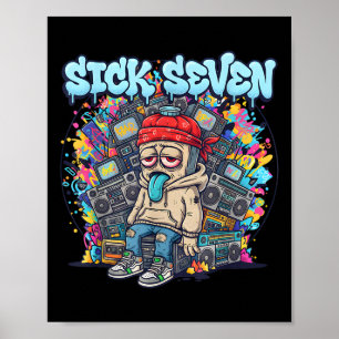 Kranke Sieben 67 Graffiti-Meme Sechs Sieben Spaß-S Poster