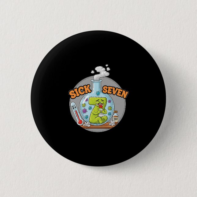 Kranke Sieben Lustiges Meme 67 Sechs Sieben Wortsp Button (Vorderseite)