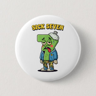 Kranke Sieben Lustiges Meme Trending 6 7 Halloween Button