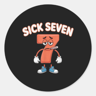 Kranke Sieben Meme T-Shirt Sechs Sieben Lustiger W Runder Aufkleber