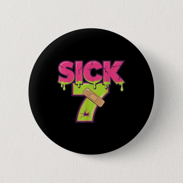 Kranke Sieben Meme Tee Sechs Sieben Lustiger Wortw Button (Vorderseite)
