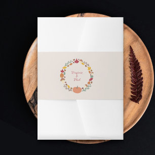 Kranke und Hochzeit im Herbst Einladung Bauchband Einladungsbanderole