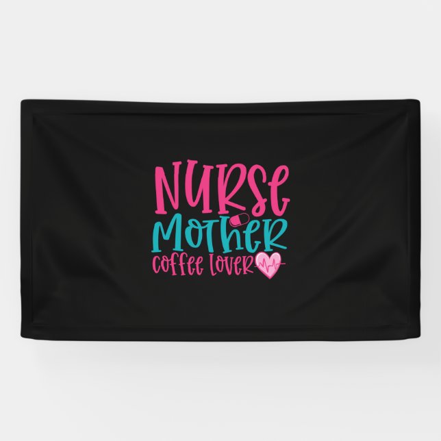 Krankengeschenk Krankenschwester Mutter Kaffee Lov Banner (Horizontal)