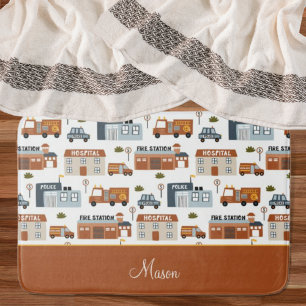 Krankenhaus, Feuer, Polizeistadtmuster für Kinder Badematte
