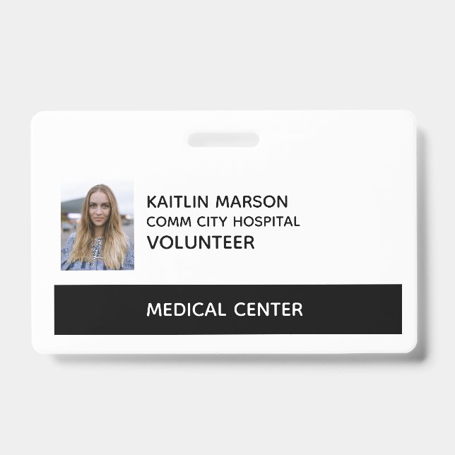Krankenhaus-ID Volunteer Abzeichen Ausweis (Vorderseite)