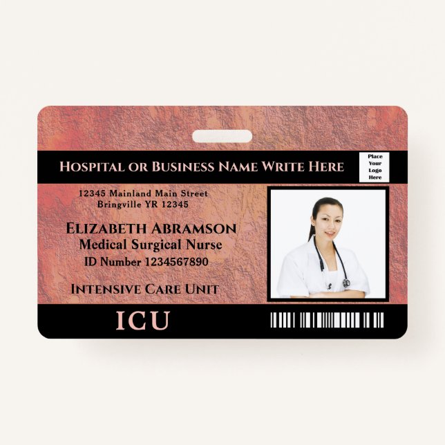 Krankenhaus Medical Intensive Care ICU Mitarbeiter Ausweis (Vorderseite)