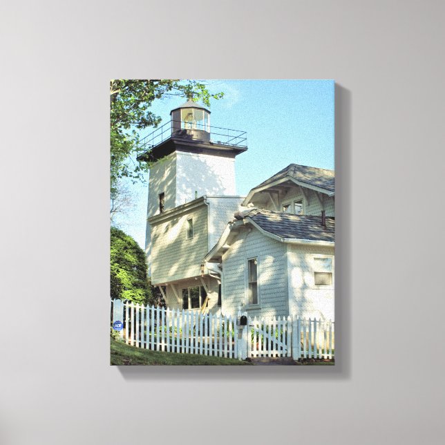 Krankenhaus Point Lighthouse, MA Wrapped Canvas Leinwanddruck (Vorderseite)