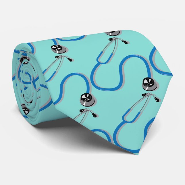 Krankenhausärztin Novelty Stethoscope Blue Krawatte (Gerollt)