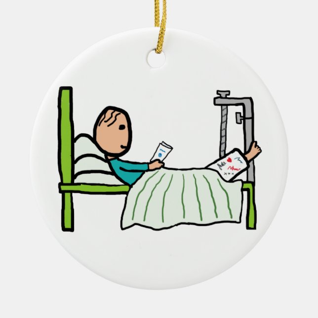 Krankenhausbett Keramik Ornament (Vorne)