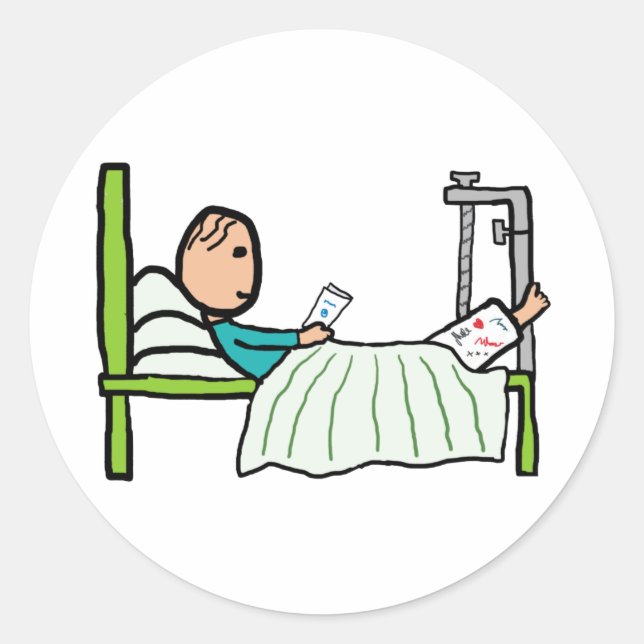 Krankenhausbett Runder Aufkleber (Vorderseite)