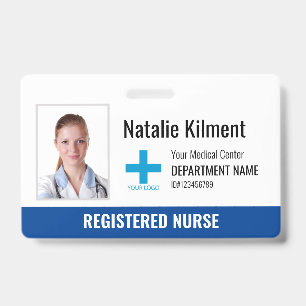Krankenhausmitarbeiter-Foto-Name-Logo Blau Schwarz Ausweis