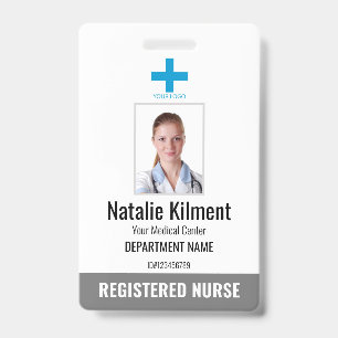 Krankenhausmitarbeiter Foto Name Logo Grau und Wei Ausweis