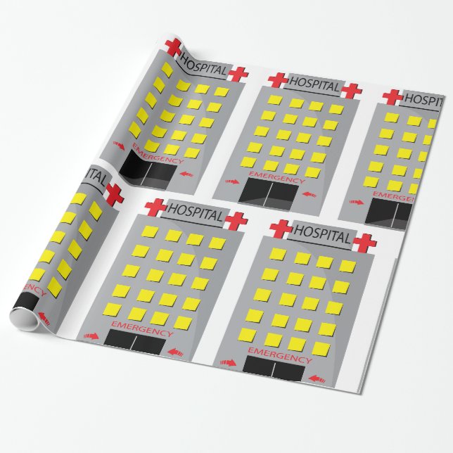 Krankenhausnotärztliches Gebäude Geschenkpapier (Ungerollt)