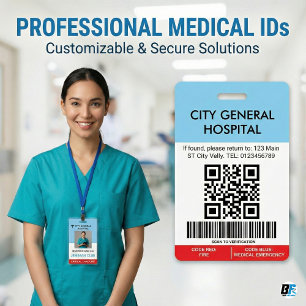 Krankenhauspersonal Foto   QR-Code und Barcode für Ausweis