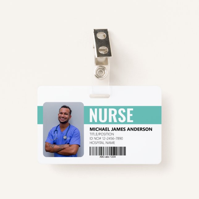 Krankenhauspersonal Krankenpflege-ID-Abzeichen Ausweis (Vorderseite mit Klammer)