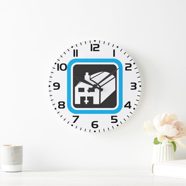Krankenhausstall - Symbol für Minimalistische Gesu Große Wanduhr (Von Creator hochgeladen)