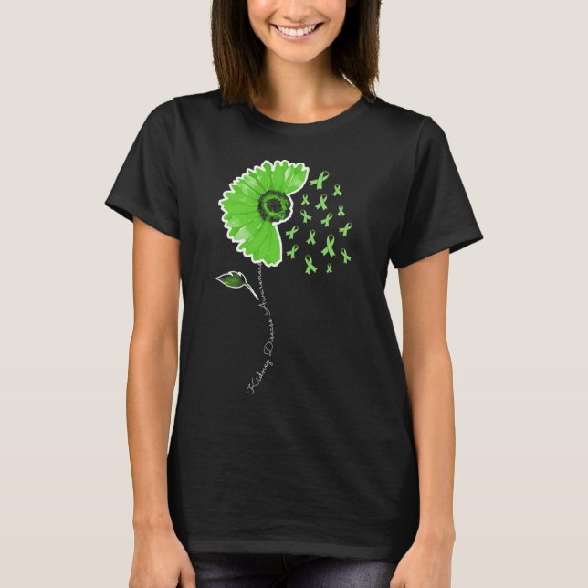 Krankenkrieger Grüne Ribbon-Sonnenblume Niedlich T-Shirt (Vorderseite)