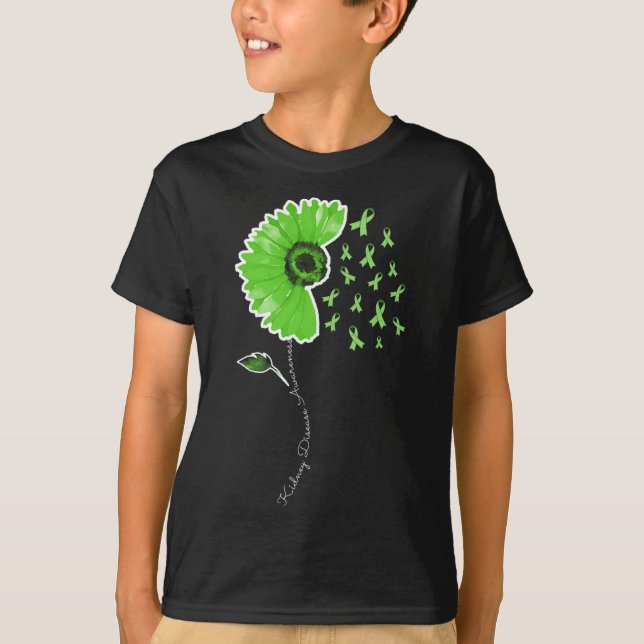 Krankenkrieger Grüne Ribbon-Sonnenblume Niedlich T-Shirt (Vorderseite)