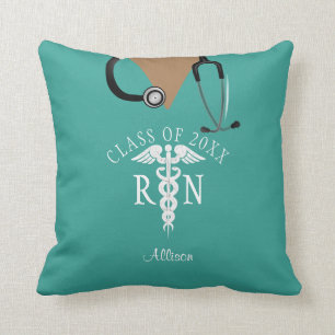 Krankenpflege Abschluss Aquamarin Scrub Top Person Kissen