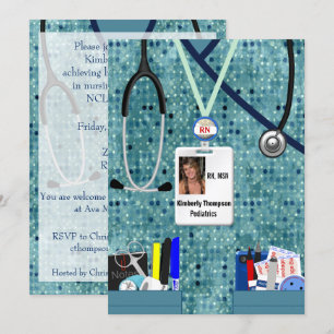 Krankenpflege-Abschluss-Einladungs-Blues Einladung