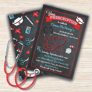 Krankenpflege Abschluss Herz Stethoscope laden Einladung