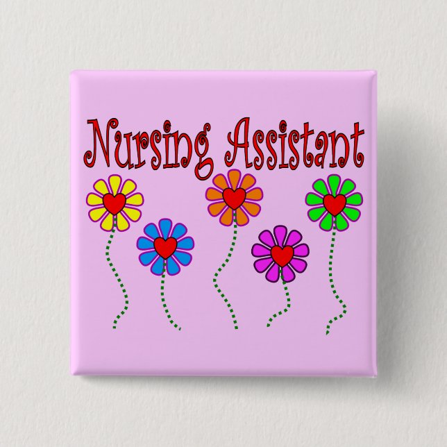 Krankenpflege-Assistenten-Geschenke--Blumenmuster Button (Vorderseite)