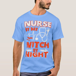 Krankenpflege bei Tag Hexe bei Nacht Halloween-Par T-Shirt
