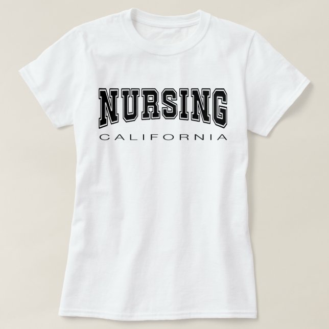 Krankenpflege CALIFORNIA Schwarze Uni Grafik T-Shirt (Design vorne)