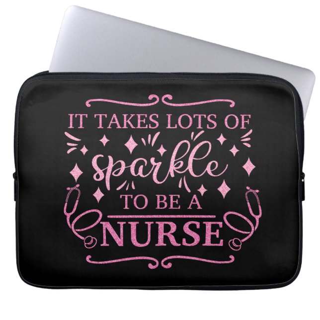 Krankenpflege Elegante Rosa Girly Glitzer Laptopschutzhülle (Vorderseite)