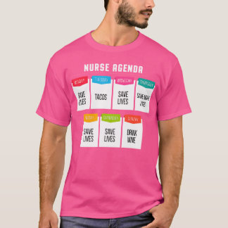 Krankenpflege Funny Nurse Agenda Rn Medicine Medic T-Shirt