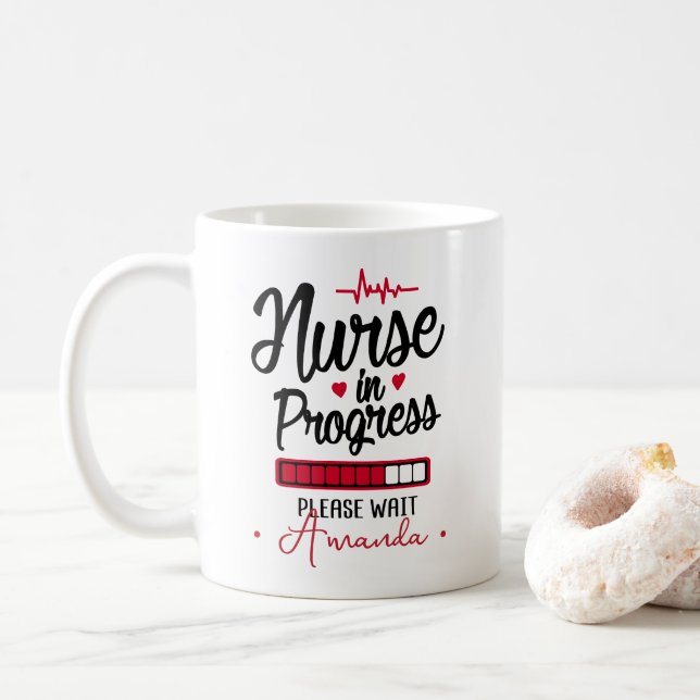 Krankenpflege in Progress Personalisiert Name Nurs Kaffeetasse (Mit Donut)