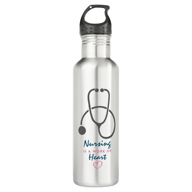 Krankenpflege ist ein Werk von Heart Sprichwort w/ Edelstahlflasche (Vorderseite)