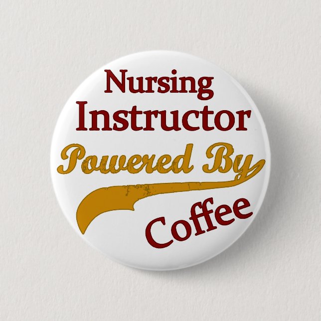 Krankenpflege-Lehrer angetrieben durch Kaffee Button (Vorderseite)