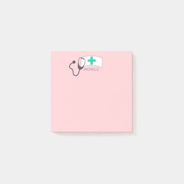 Krankenpflege Medizinisches Stethoskop Krankenpfle Post-it Klebezettel (Vorderseite)