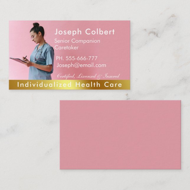 Krankenpflege Moderne Rose Gold Medizin Visitenkarte (Vorne/Hinten)