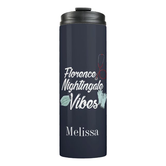 Krankenpflege Student Nightingale Vibes Personalis Thermosbecher (Vorderseite)