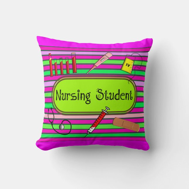 Krankenpflege-Studenten-gestreiftes Kissen (Vorderseite)