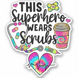 Krankenpflege Superhero Scrubs Rainbow Nurse Aufkleber