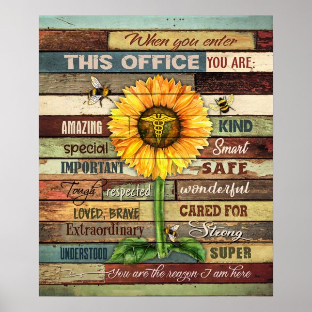 Krankenpflege, wenn Sie dieses Büro Sunflower betr Poster (Vorne)
